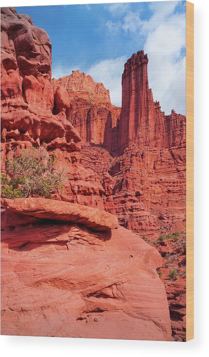 Scenics Wood Print featuring the photograph Fisher Towers, Moab, Utah, Usa by Fotomonkee