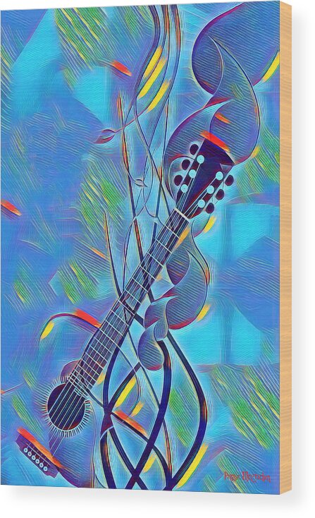 Guitar Wood Print featuring the digital art Flow of Music by Pennie McCracken