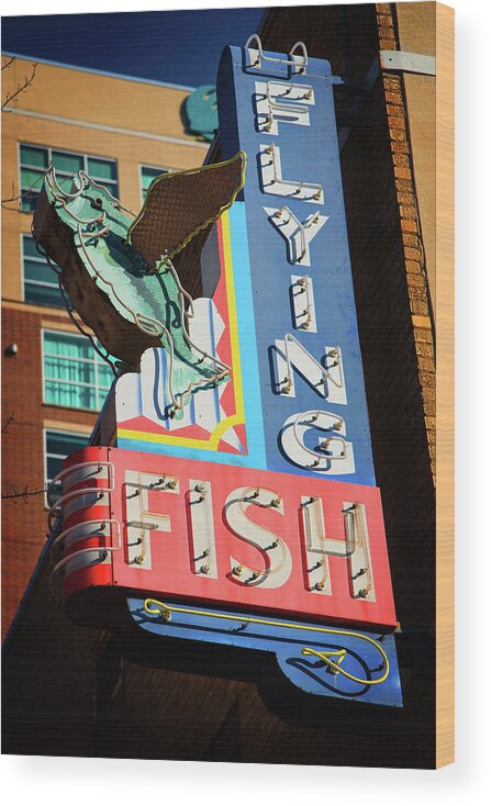 Neon Wood Print featuring the photograph Flying Fish by Bud Simpson