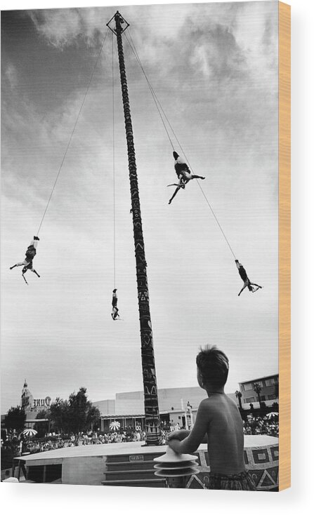 Flying Pole Dance Wood Print by Allan Grant - Fine Art America