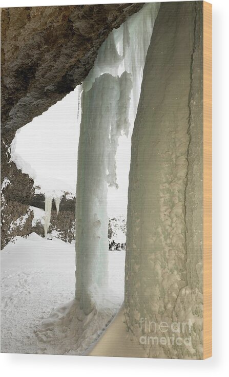 Cliff Wood Print featuring the photograph Frozen Waterfall In Svalbard by Dr P. Marazzi/science Photo Library