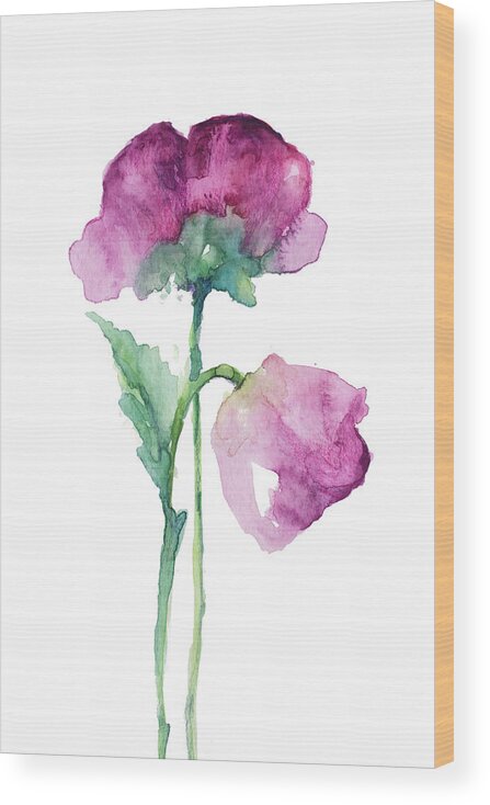 Fuchsia Wood Print featuring the painting Fuchsia Tulip And Orchid Bud by Lanie Loreth