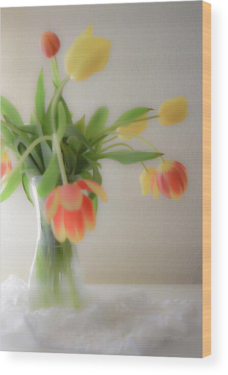 Tulips Wood Print featuring the photograph Gently by Deborah Crew-Johnson