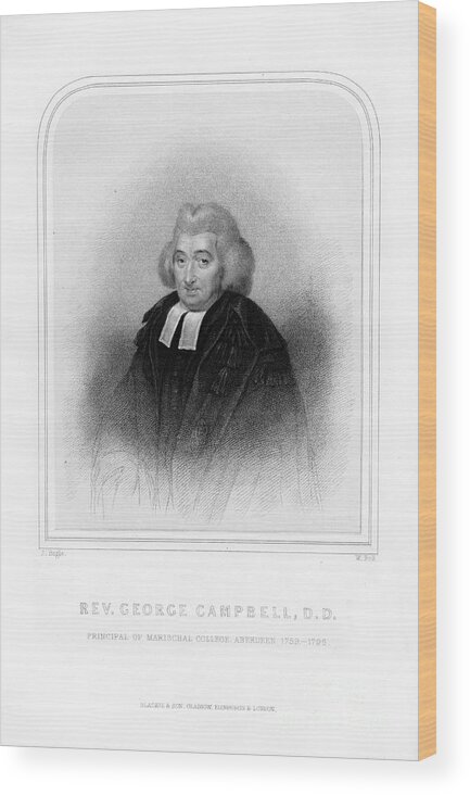 Engraving Wood Print featuring the drawing George Campbell, Scottish Enlightenment by Print Collector