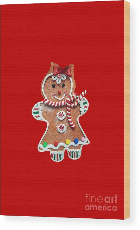 Gingerbread Wood Print featuring the photograph Gingerbread Cookie Girl by Rachel Hannah