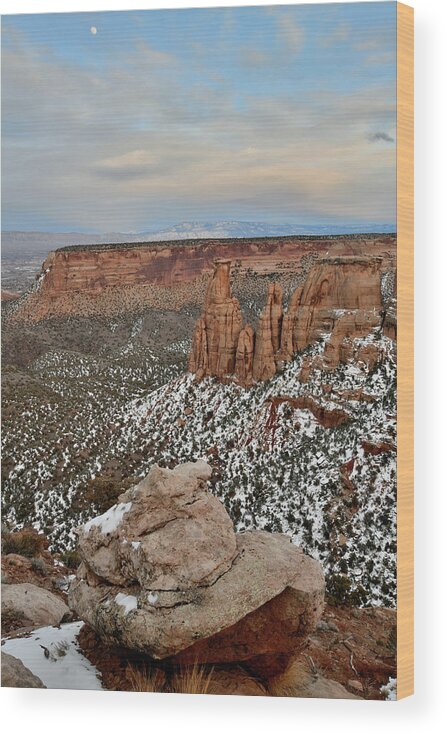 Colorado National Monument Wood Print featuring the photograph Grand View Point View at Sunset by Ray Mathis