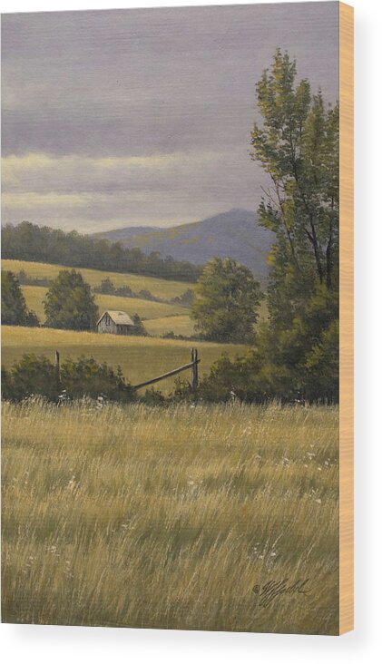 Hayfields Near Arlington Wood Print featuring the painting Hayfields Near Arlington by Wilhelm Goebel