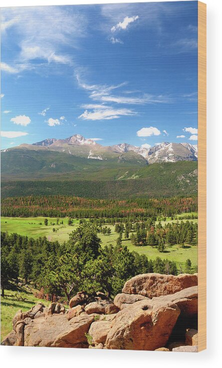 Scenics Wood Print featuring the photograph Hdr Image Of Longs Peak In Rocky by Skibreck