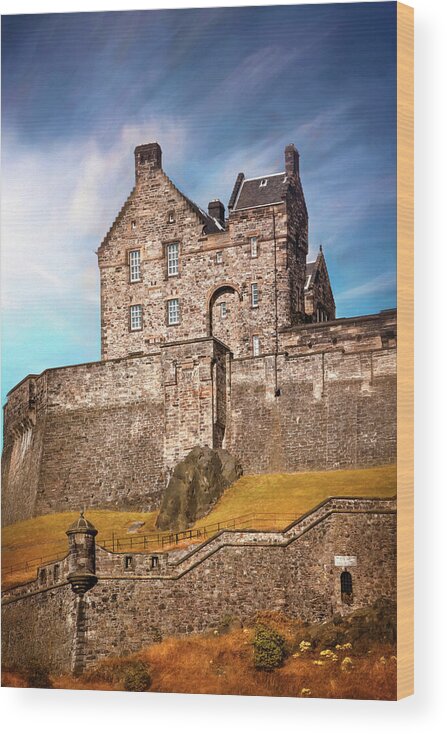 Edinburgh Castle Wood Print featuring the photograph Historic Edinburgh Castle Scotland by Carol Japp