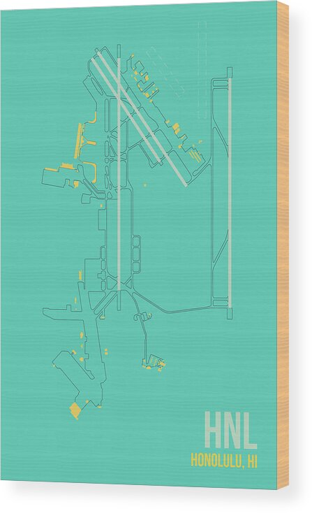 Hnl Airport Layout Wood Print featuring the digital art Hnl Airport Layout by O8 Left