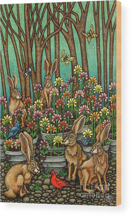 Hare Wood Print featuring the painting Holding Court by Amy E Fraser