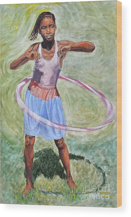  Wood Print featuring the painting Hula Hoop by Nicole Minnis