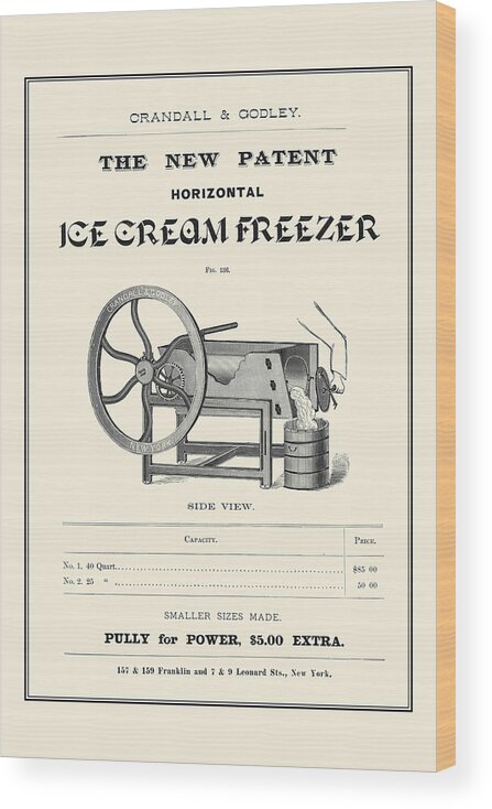 Catalog Wood Print featuring the painting Ice Cream Freezer by Unknown