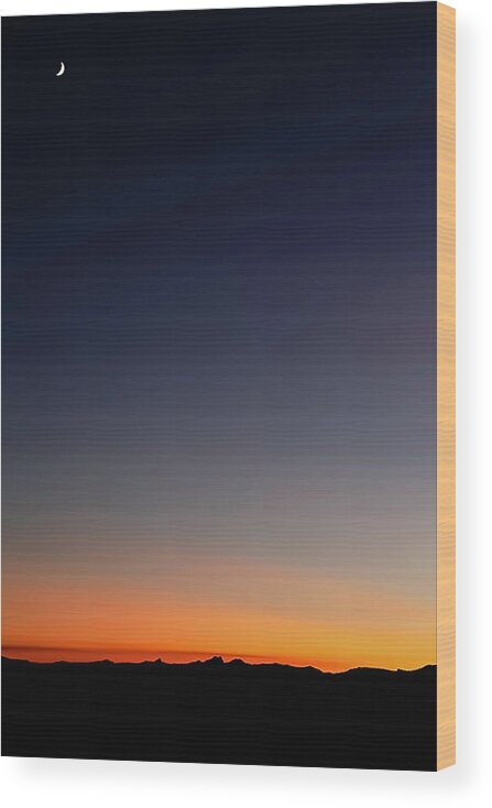 Tranquility Wood Print featuring the photograph Illuminated Moon In Sunset Sky by Photostock-israel