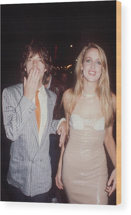 Event Wood Print featuring the photograph Jerry Hall And Mick Jagger by Art Zelin