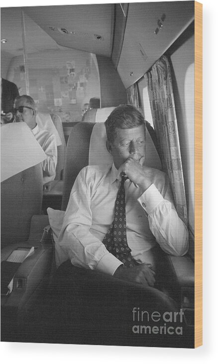 People Wood Print featuring the photograph John F. Kennedy Deep In Thought by Bettmann