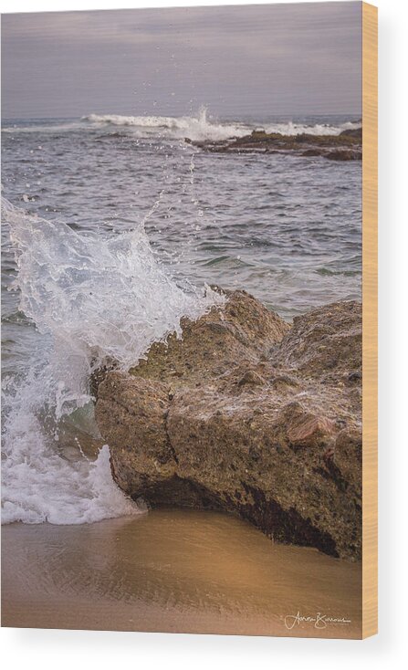 Ocean Wood Print featuring the photograph Just a Splash by Aaron Burrows