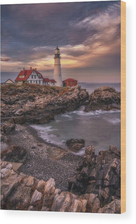 Maine Wood Print featuring the photograph Keeper of the Coast by Darren White
