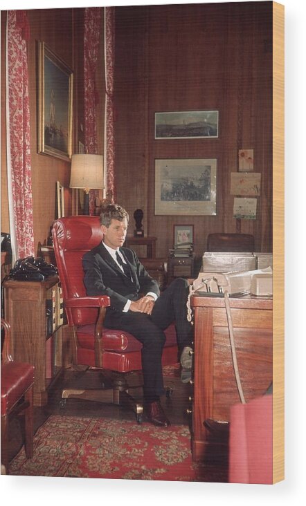 People Wood Print featuring the photograph Kennedy In Office by Hulton Archive