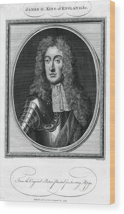 Engraving Wood Print featuring the drawing King James II Of England, 1787.artist by Print Collector