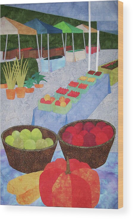 Farmers Market Wood Print featuring the tapestry - textile Kings Yard Farmers Market by Pam Geisel
