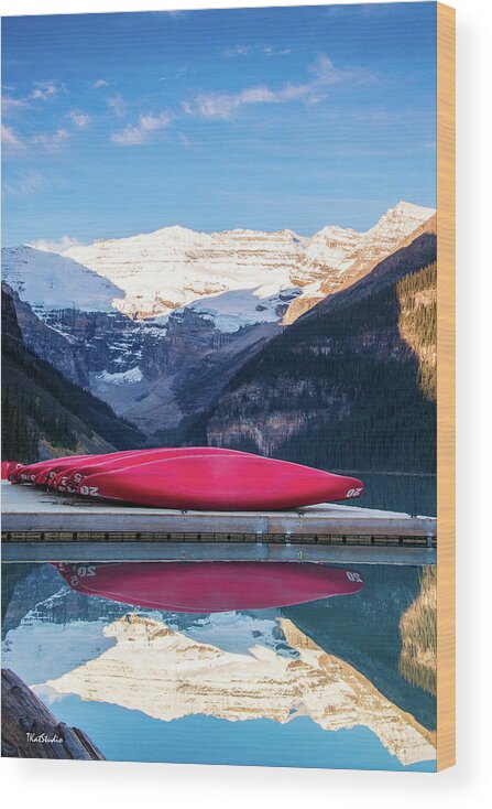 Banff Np Wood Print featuring the photograph Lake Louise Canoes by Tim Kathka