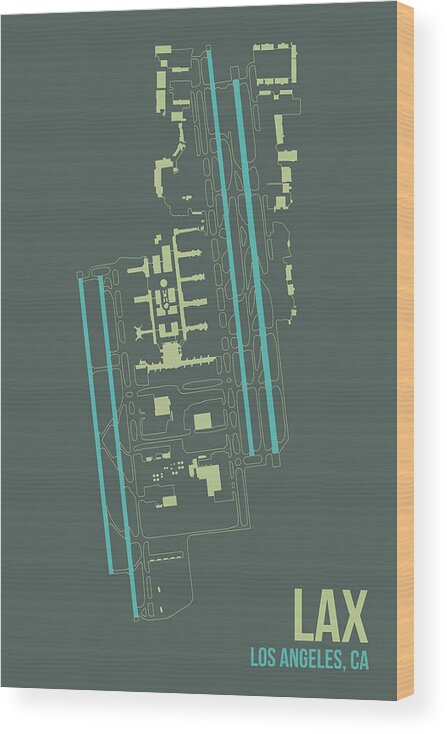 Lax Airport Layout Wood Print featuring the digital art Lax Airport Layout by O8 Left
