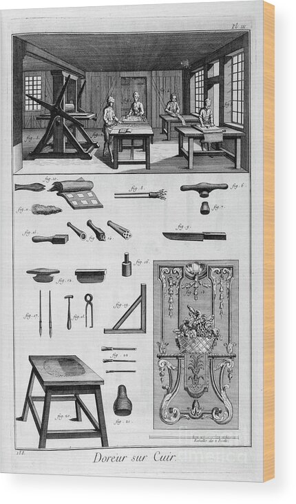 Working Wood Print featuring the drawing Leather Gilders, 1751-1777 by Print Collector