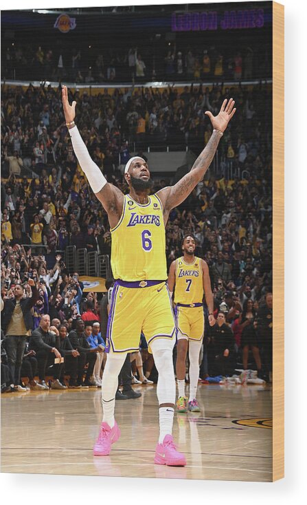 Lebron James Wood Print featuring the photograph Lebron James Breaks All-time Scoring Record by Andrew D. Bernstein