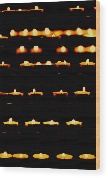 Tranquility Wood Print featuring the photograph Lights On Prayers Candles by Susan.k.