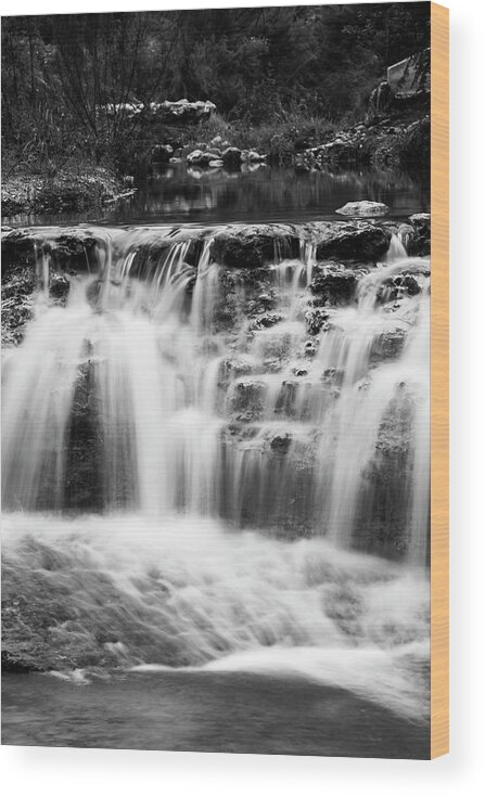 Joan Carroll Wood Print featuring the photograph Little Texas Waterfall by Joan Carroll