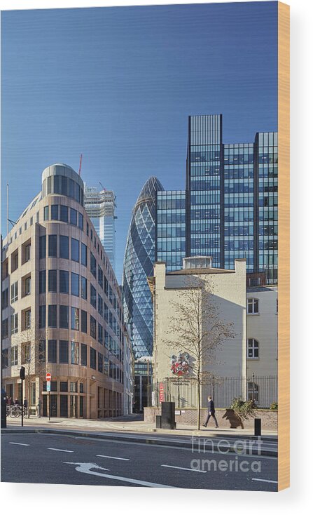 London Wood Print featuring the photograph London City Architecture by David Bleeker