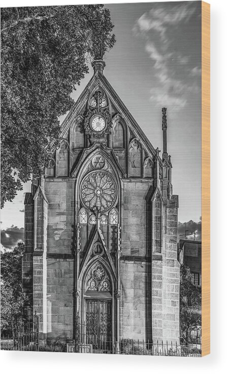 America Wood Print featuring the photograph Loretto Chapel of Santa Fe New Mexico - Monochrome Edition by Gregory Ballos