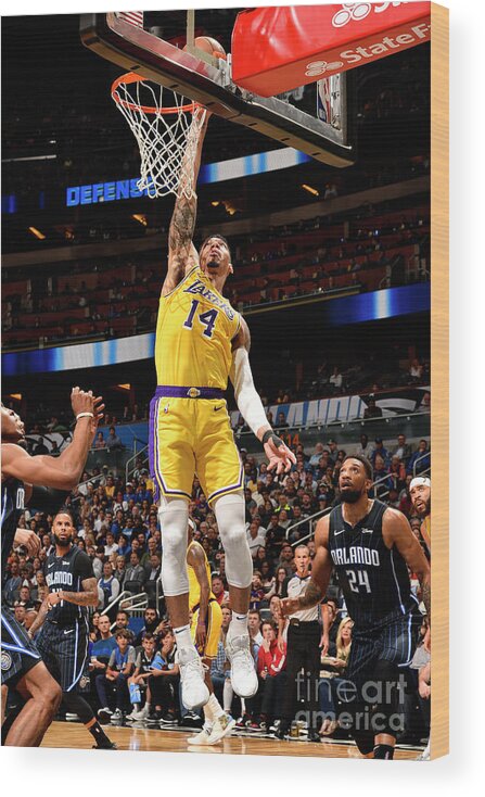 Danny Green Wood Print featuring the photograph Los Angeles Lakers V Orlando Magic by Gary Bassing
