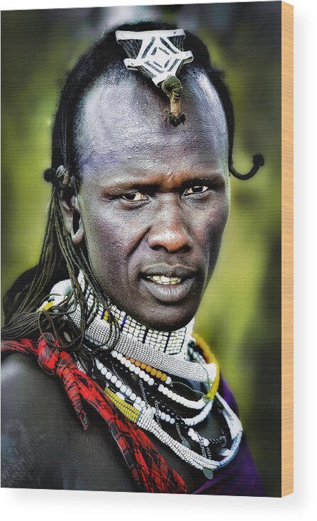 Africa Wood Print featuring the photograph Maasai Mara Warrior. Tanzania. East Africa A Nora De Angelli / Www.noraphotos.com by Nora De Angelli