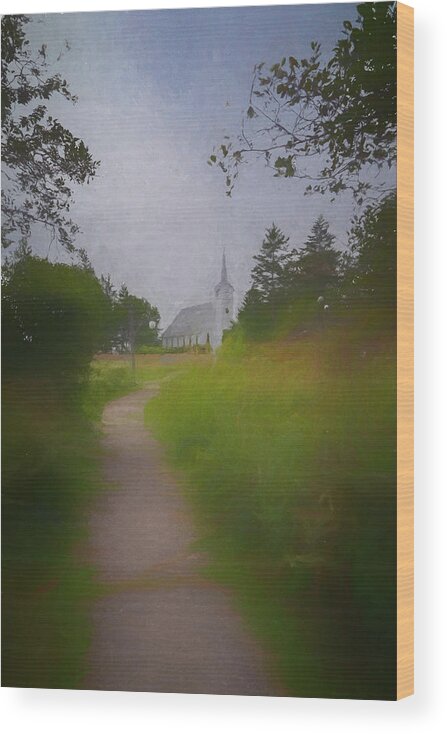 South Freeport Harbor Maine Wood Print featuring the photograph Maine Island Chapel by Tom Singleton