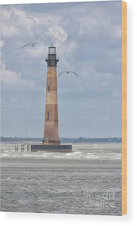 Morris Island Lighthouse Wood Print featuring the photograph Maritime Lighthouse Symbol by Dale Powell