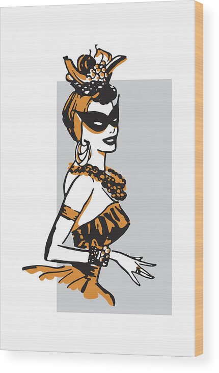 Adult Wood Print featuring the drawing Masked Dancer by CSA Images