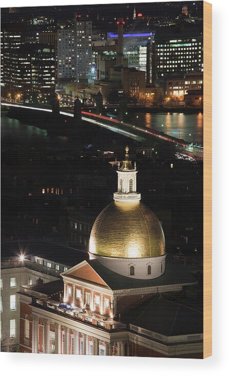 Scenics Wood Print featuring the photograph Massachusetts State House, Charles by Walter Bibikow