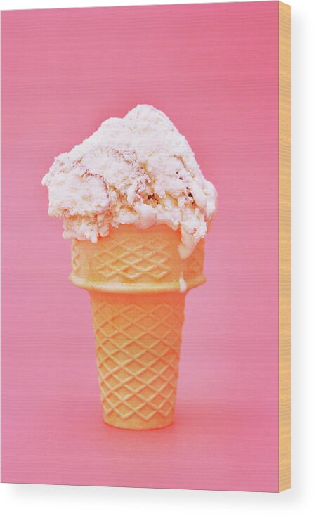 Sugar Wood Print featuring the photograph Melting Ice Cream Cone by Kevinruss