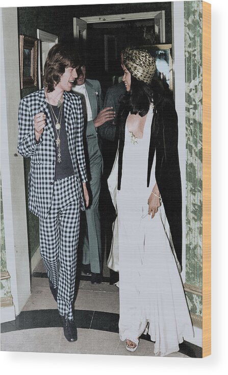 Bianca Wood Print featuring the photograph Mick Jagger And Bianca by Globe Photos
