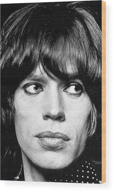 1970s Wood Print featuring the photograph Mick Jagger: Rockstar Up Close by Globe Photos
