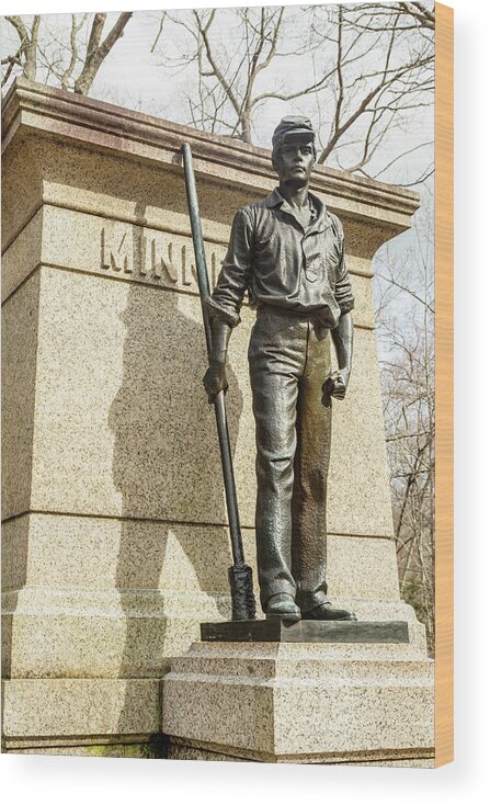 Shiloh National Military Park Wood Print featuring the photograph Minnesota Monument at Shiloh by Joe Kopp