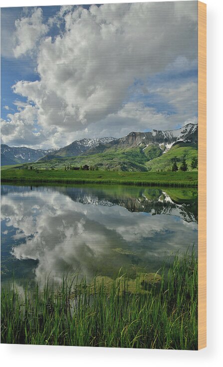 Colorado Wood Print featuring the photograph Mirror Image at Mountain Village Colorao by Ray Mathis