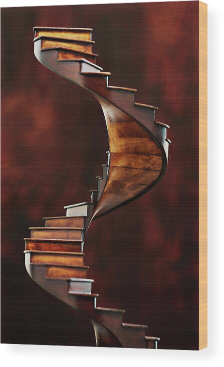 Wood Wood Print featuring the photograph Model Of A Spiral Staircase by David Muir