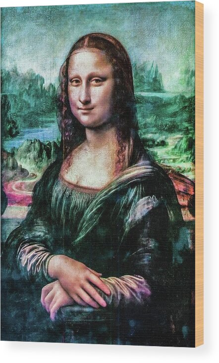 Mona Lisa Wood Print featuring the mixed media Mona Lisa by Teresa Trotter