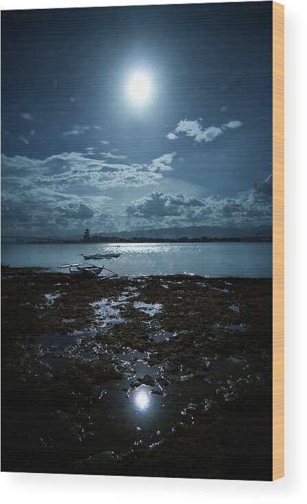 Scenics Wood Print featuring the photograph Moonlight by Rodell Ibona Basalo