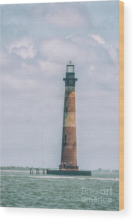 Morris Island Lighthouse Wood Print featuring the photograph Morris Island Lighthouse - Save the Lighthouse in Charleston by Dale Powell