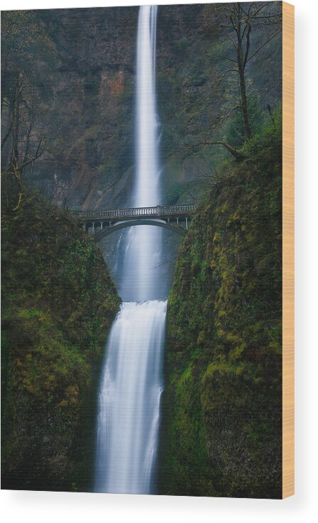 Fall Wood Print featuring the photograph Multnomah Falls by Junbo Liang
