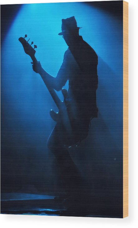 Expertise Wood Print featuring the photograph Musician Robert Deleo In Blue by Erik Hovmiller Photography